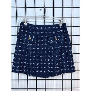 STS Sail To Sable Tweed‎ Mini Skirt Womens 4 Navy Light Blue Academia Preppy NWT